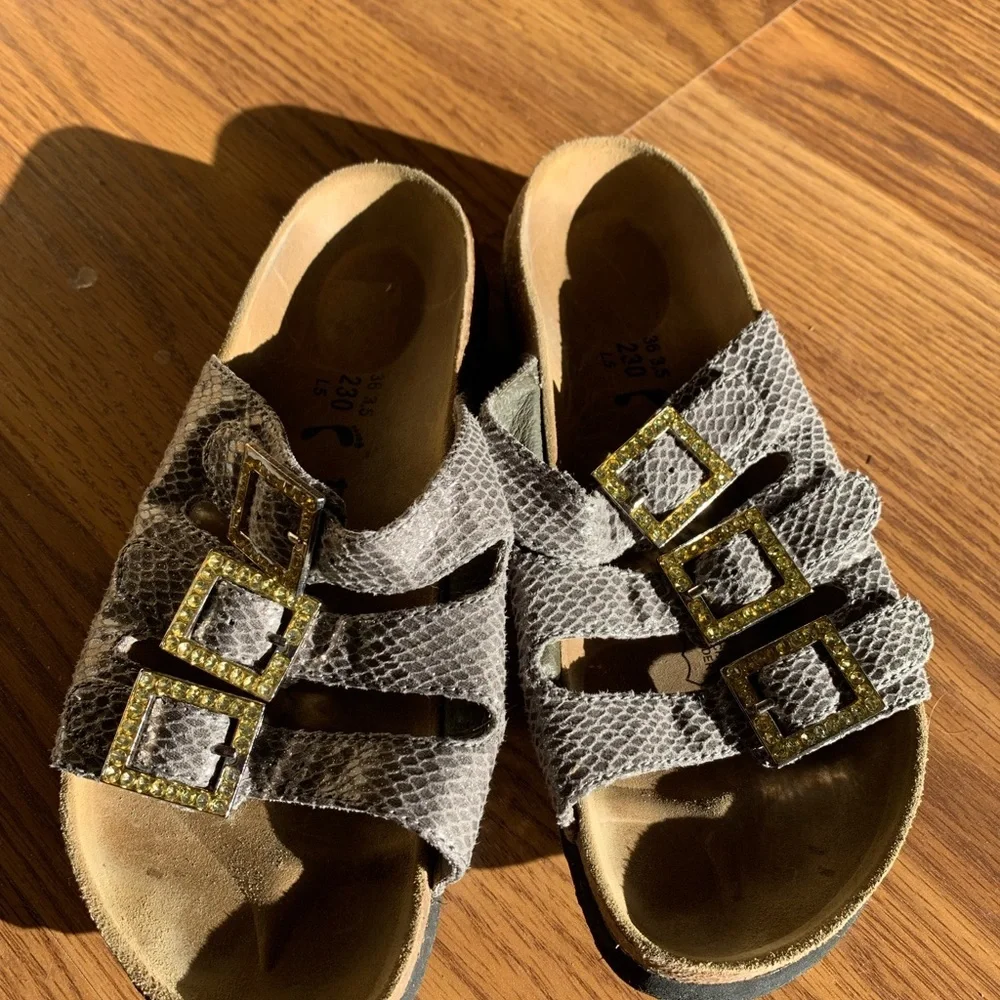 Birkenstock Betula 230 Sandals Slides Gold Buckle Summer Shoes Women Size 5.5 - Picture 6 of 7